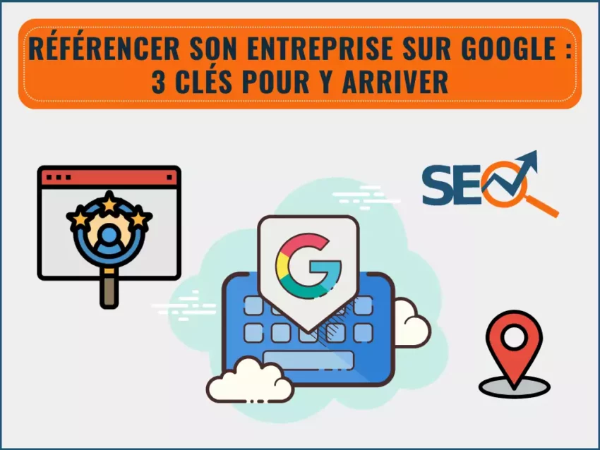 infographie montrant les différentes façon de référencer son entreprise sur Google en 3 étapes clés
