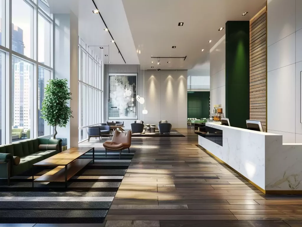 Photo de la réception d'un hôtel indépendant