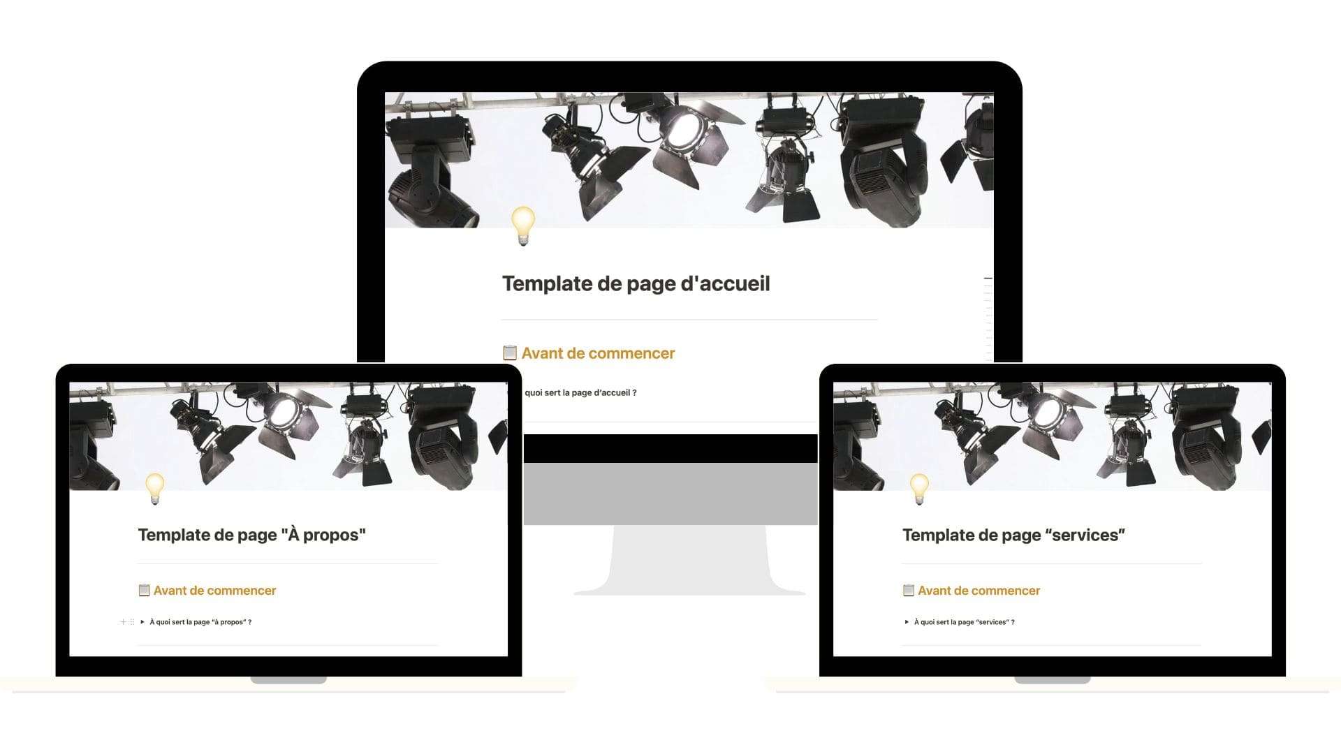 Aperçu des 3 templates disponibles dans le pack Spotlight SEO
