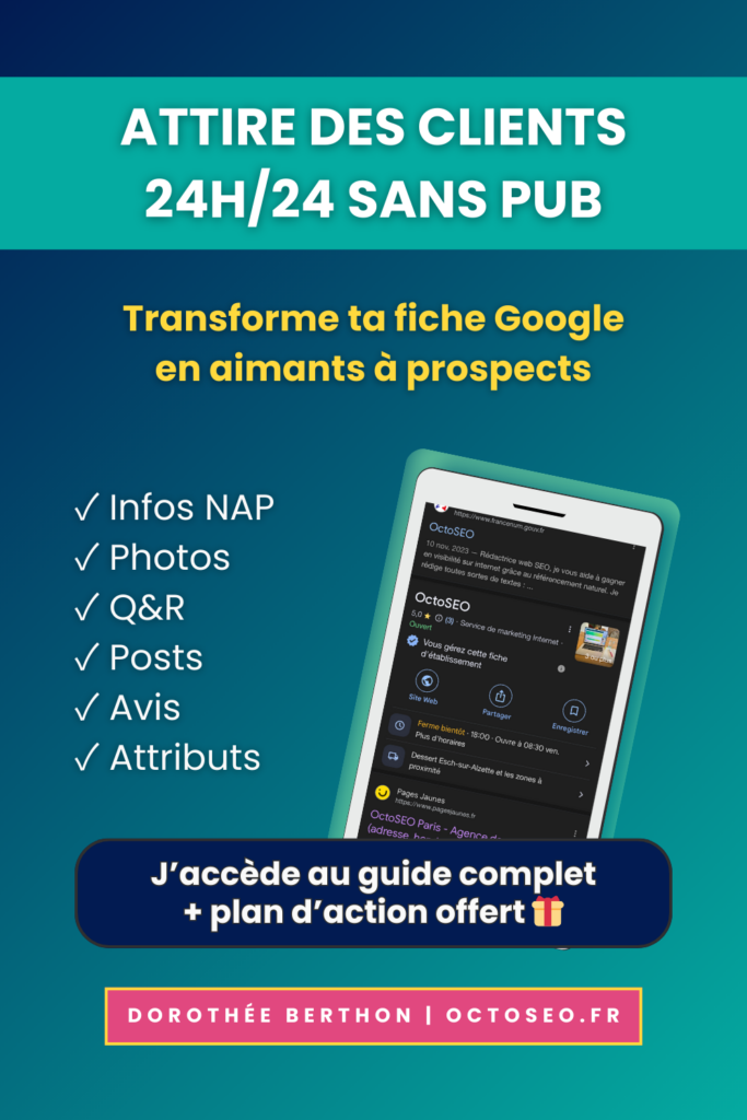 épingle Pinterest listant les différents éléments à optimiser sur sa fiche Google My Business